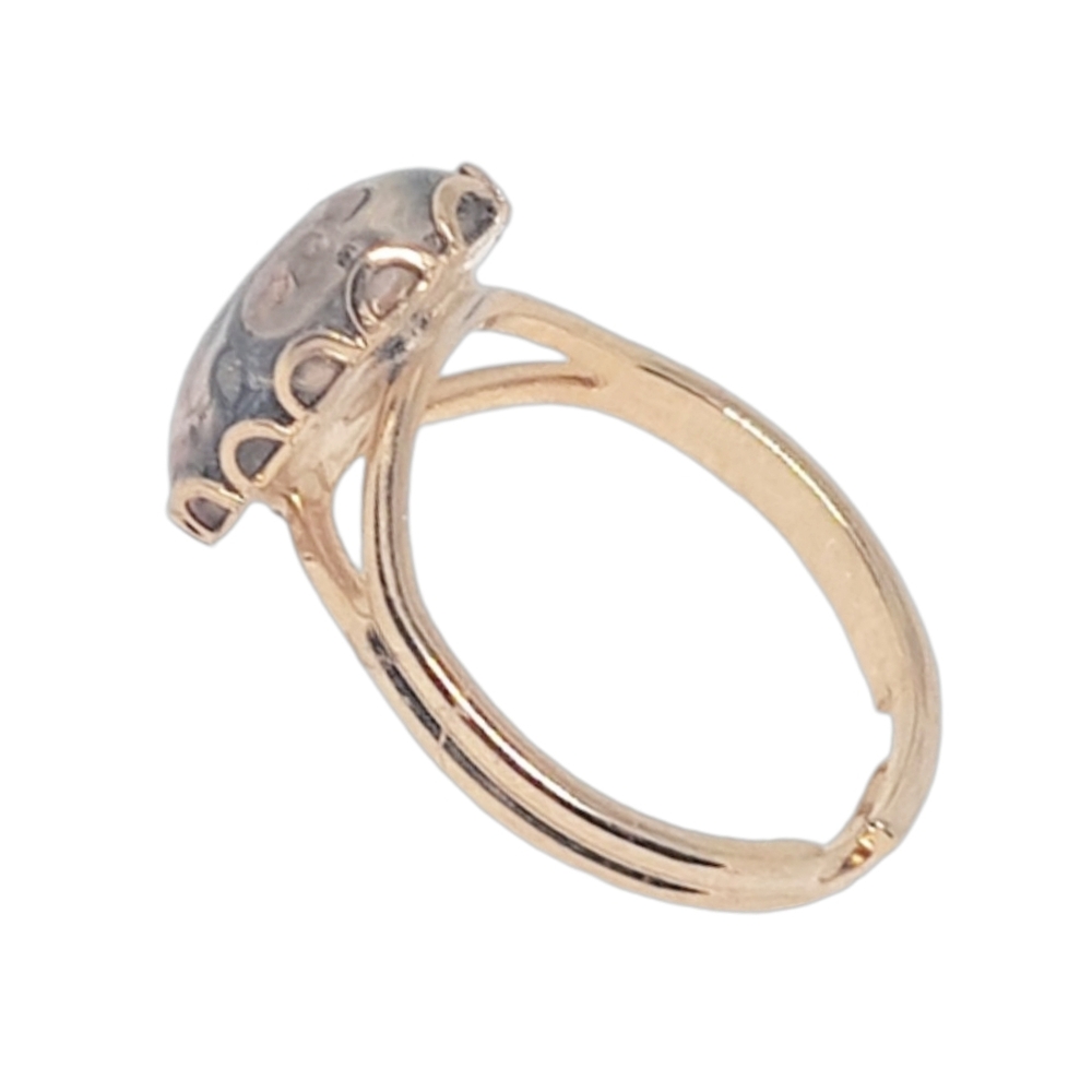 Gold Tone Adjustable Ring with Natural Gemstone - Picture 3 of 5